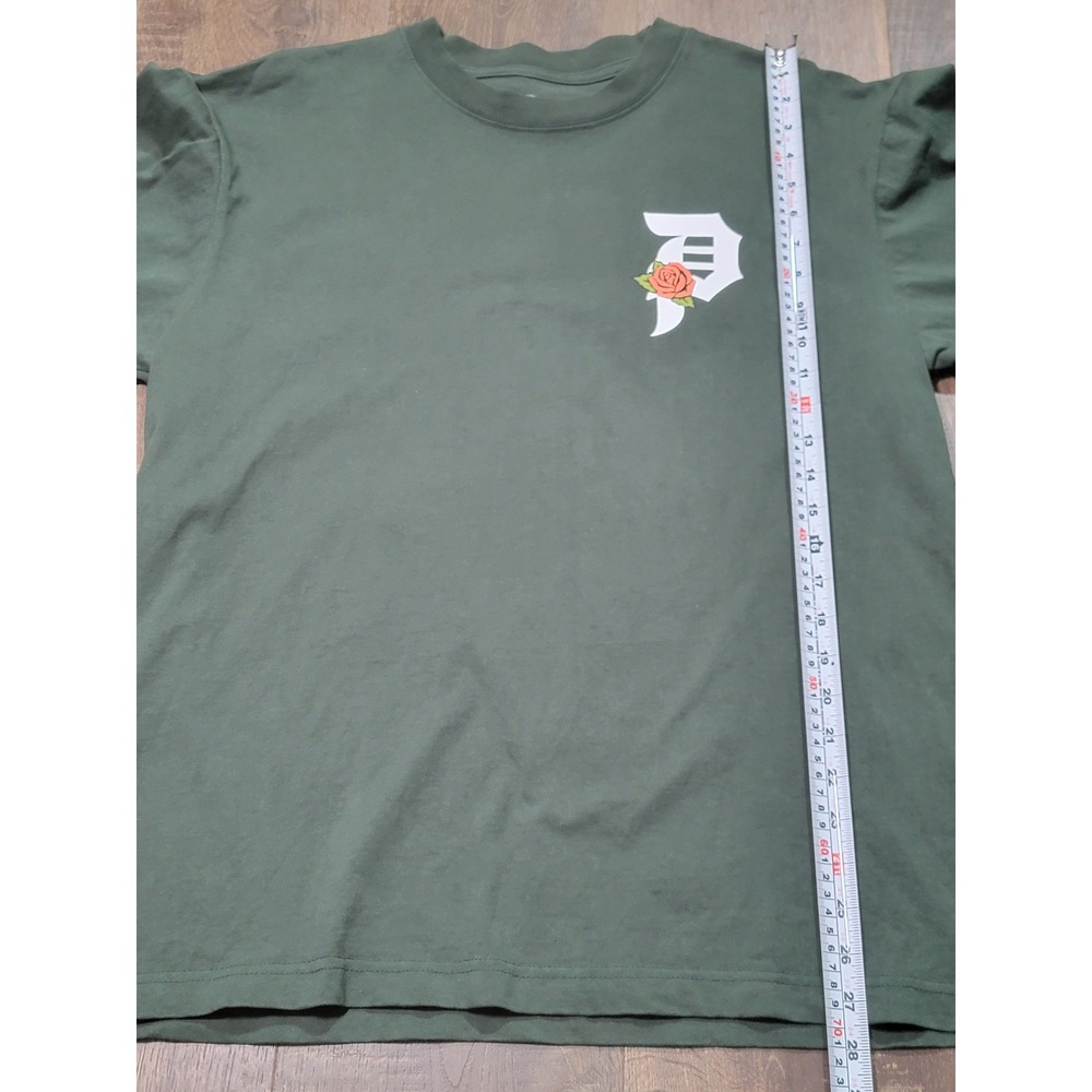 Primitive Skateboarding Mens Medium Green Doberman Bueno Por Vida Rose T-Shirt